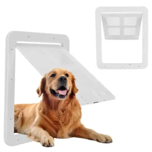 Dog Cat Flap Door with 4 Way Security Lock Flap Door for Dog Cats Kitten ABS Plastic Small Pet Gate Door Kit Cat Dogs Flap Doors