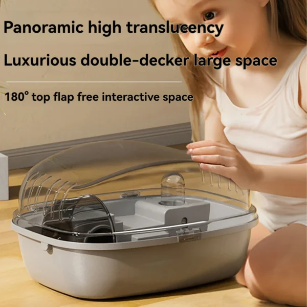Hamster Cage Ventilation Openable Top Transparent Hamster Habitat House for Bunny Gerbils Hedgehog Mice Small Animals - Image 3
