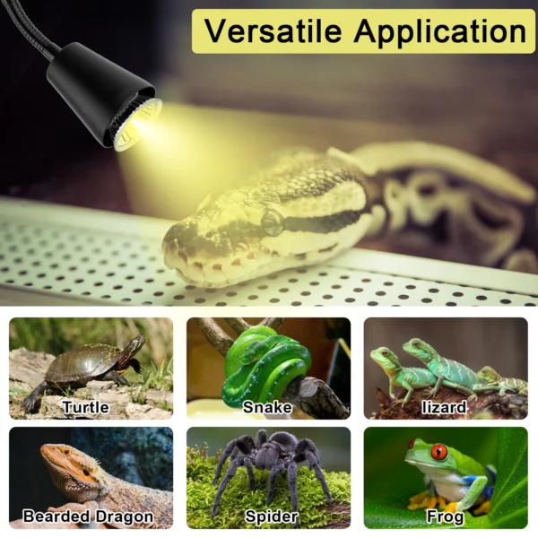 UVA/UVB Reptile Heat Lamp Bulb with Clip Dimmable Timer Habitat Basking Spot Lamp 25W/50W 2 Bulbs Turtle Lizard Heating Lamp - Image 5