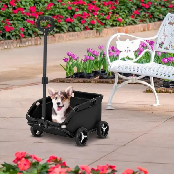 Small Dog Stroller Pet Carriage Rolling Dog Carrier 4 Wheels Lightweight Folding Trolley Dog Cart For Travelling Shopping - Image 4