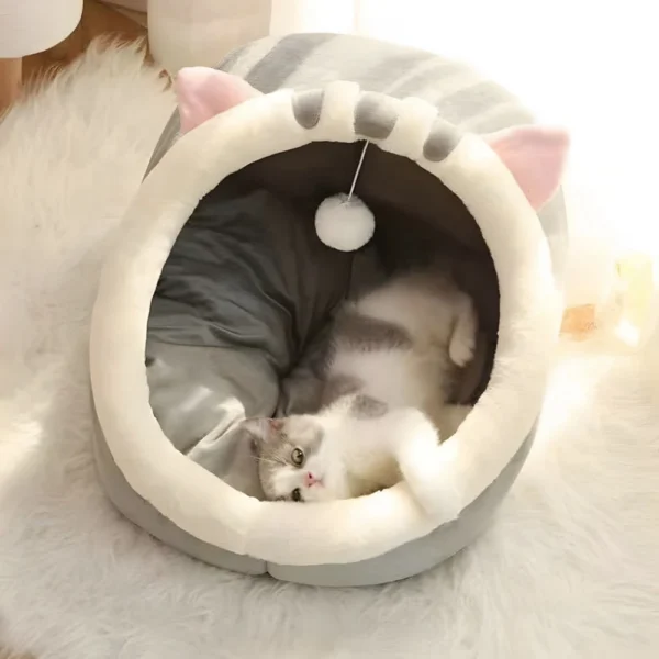 Cat Bed House Kennel Nest Round Pets Sleeping Cave Kitten Beds Pet Basket Cozy Kitten Lounger Cushion Cat House Tent Dog House - Image 4