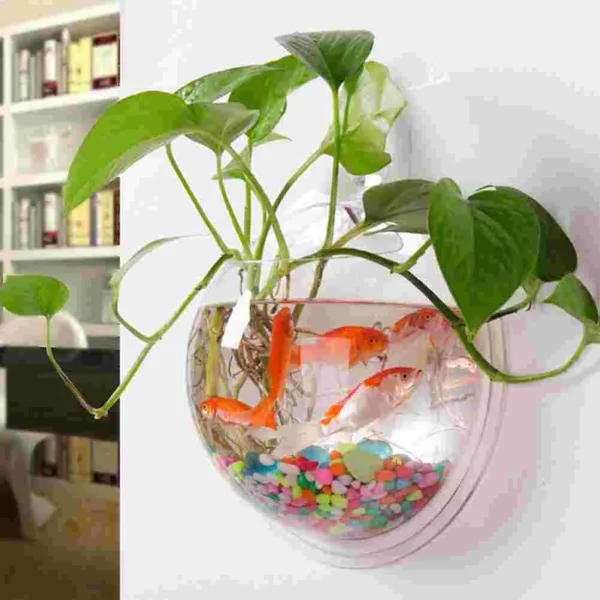 3D Acrylic Fish Bowl Plant Pot Wall Mounted Hanging Aquarium Transparent Round Flower Plant Vase Home Decoration - Image 3