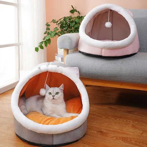 Cat Bed House Kennel Nest Round Pets Sleeping Cave Kitten Beds Pet Basket Cozy Kitten Lounger Cushion Cat House Tent Dog House - Image 5