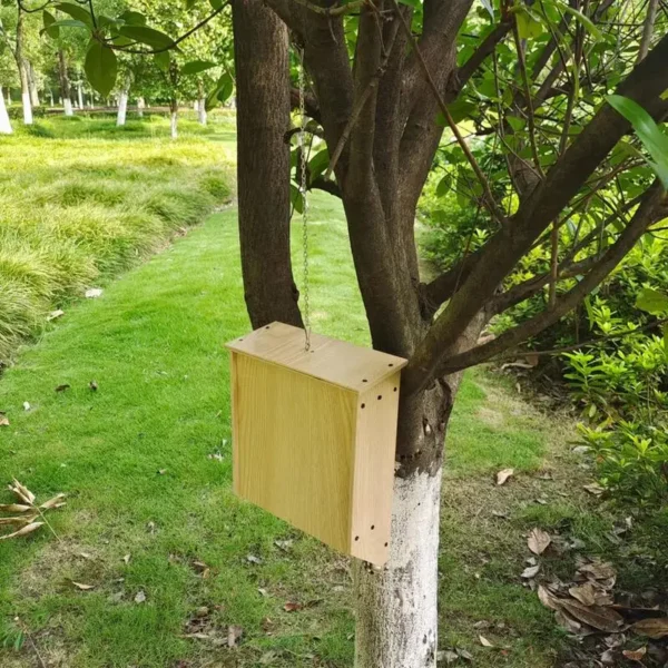 Outside Bat Habitat House Wooden Bat Shelter Outside Bat Habitat House Wooden Decor Wooden Bat Box Shelter & Nest - Image 3