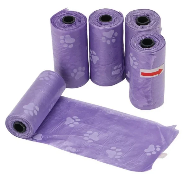 5pcs Paw Printing Pet Garbage Bag Dog Poop Bag Garbage Bags Doggie Outdoor Home Clean Refill Garbage Bag - Image 3