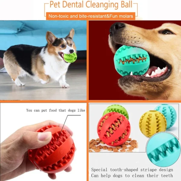 Dog Toy Ball Interactive Rubber Balls Puppy Chewing Toys Pet Tooth Cleaning Ball Cats Pets Food Treat Feeder Silicone Balls Toy - Image 2