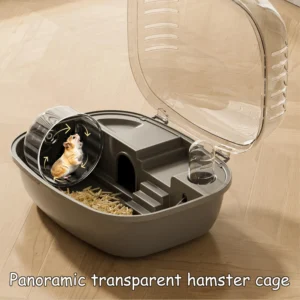 Hamster Cage Ventilation Openable Top Transparent Hamster Habitat House for Bunny Gerbils Hedgehog Mice Small Animals