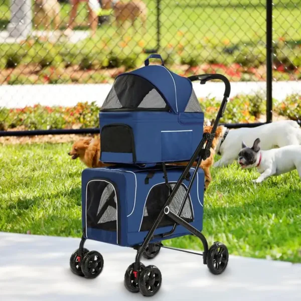 Pet Stroller For Cats Multipurpose Cat Pet Stroller Dog Carrier With Wheels Detachable Double Pet Carrier Cat Carrier Stroller - Image 3