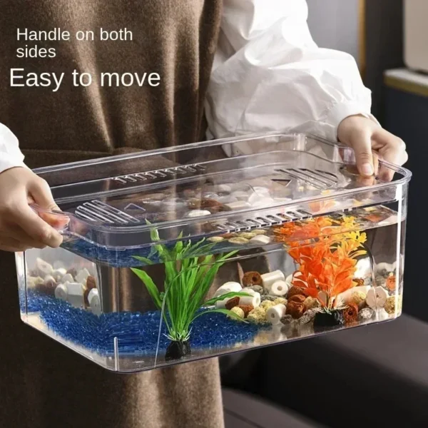 Transparent Acrylic Ornamental Fish Tank Betta Ecological Breeding Box Living Room Desktop Landscaping Turtle Ecological Tank - Image 6