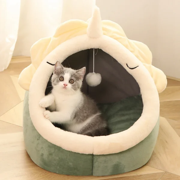 Cat Bed House Kennel Nest Round Pets Sleeping Cave Kitten Beds Pet Basket Cozy Kitten Lounger Cushion Cat House Tent Dog House - Image 2