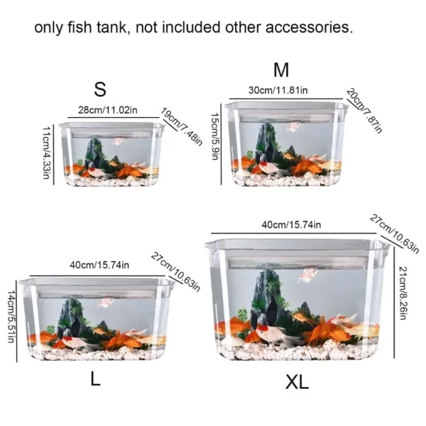 Transparent Explosion-proof Plastic Fish Tank Fall Prevention PET Desktop Goldfish Bowl Small Ecological Water Tank - Image 6