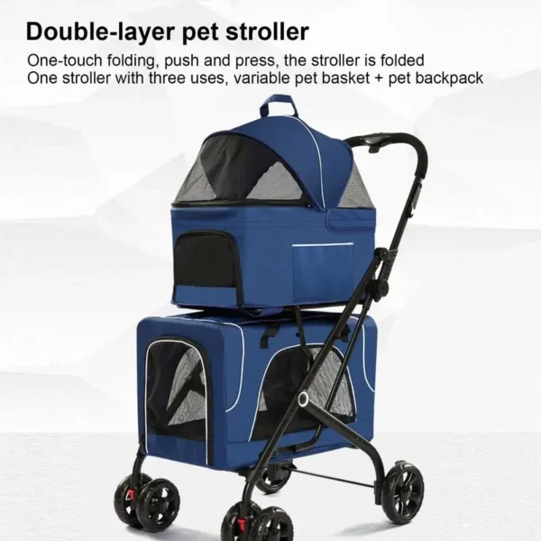 Pet Stroller For Cats Multipurpose Cat Pet Stroller Dog Carrier With Wheels Detachable Double Pet Carrier Cat Carrier Stroller - Image 4