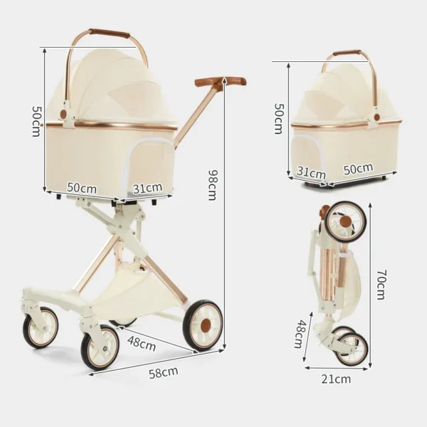 Foldable Pet Stroller 4 Wheels Lightweight Outdoor Travel Pet Trolley Bearing Weight 15 KG For Cats Small Dogs Pet Supplies - Image 6