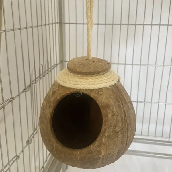 Parrot Natural Coconut Shell Bird Nest Hideout House Playpen Bird Supplies For Hamster Guinea Pigs Birds Houses Habitats - Image 3