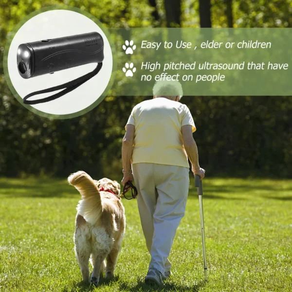 Ultrasonic Bark Arrester Lightweight with LED Flashlight Dog Repeller Plastic Dog Protection Device for Pet Training Accessories - Image 3