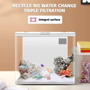 Mini Fish Tank Desktop Decora Aquarium USB Self-circulating Ecological Aquarium Pump Oxygenation Filter Light Fish Tank Set