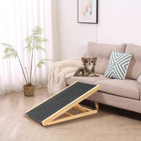 Wooden Adjustable 2 Tier Cat Ramp Pet Dog Climbing Ladder Dog Slope Sofa Ladder Pet Anti-Slip Slope Ladder Foldable For Puppy - Image 3