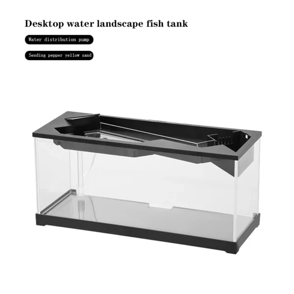 Betta Fish Tank Aquarium Fish Tank Kit With Transparent Cover LED Light Ecological Cycle System Heating Desktop Micro Fishbowl - Image 3