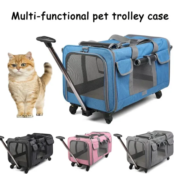 Breathable Pet Trolley Case Large Portable Lightweight Cat bag detachable dog Trolley Case outdoor Cat dog travel Carrier bag