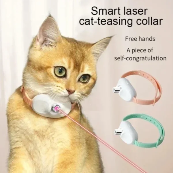 Automatic Cat Toys with LED Light Interactive Laser Toys for Indoor Cats Electronic Collar for Kitten Rechargeable Cat Teaser