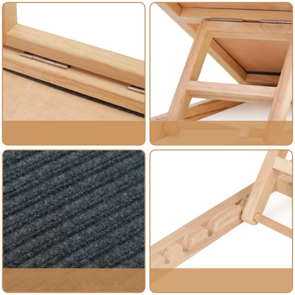 Wooden Adjustable 2 Tier Cat Ramp Pet Dog Climbing Ladder Dog Slope Sofa Ladder Pet Anti-Slip Slope Ladder Foldable For Puppy - Image 4