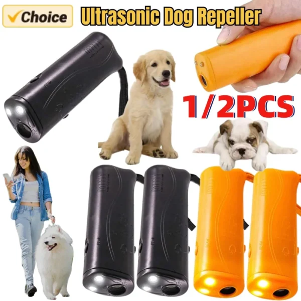Ultrasonic Bark Arrester Lightweight with LED Flashlight Dog Repeller Plastic Dog Protection Device for Pet Training Accessories