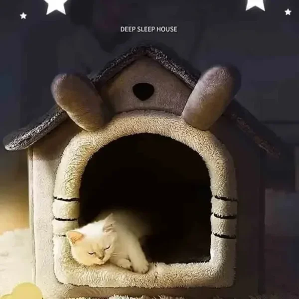 Indoor Warm Dog House Soft Pet Bed Tent House Dog Kennel Cat Bed Suitable Four Season Universal Removable and Washable Cushion - Image 4