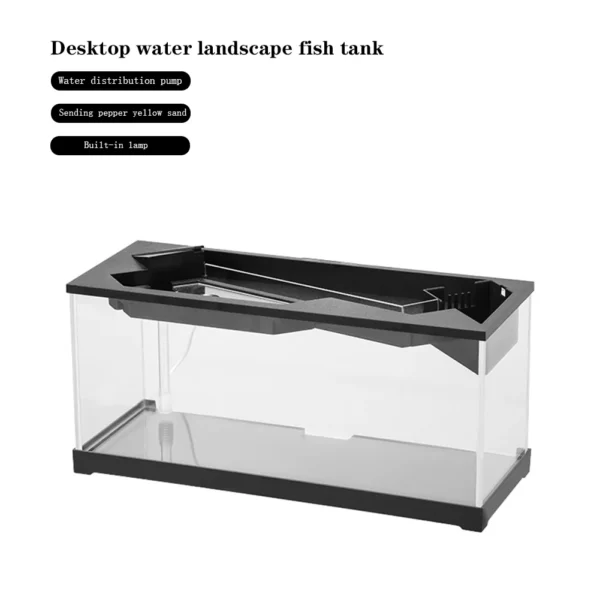 Betta Fish Tank Aquarium Fish Tank Kit With Transparent Cover LED Light Ecological Cycle System Heating Desktop Micro Fishbowl - Image 2