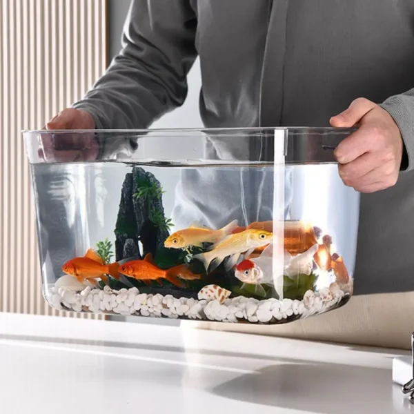 Transparent Explosion-proof Plastic Fish Tank Fall Prevention PET Desktop Goldfish Bowl Small Ecological Water Tank - Image 2