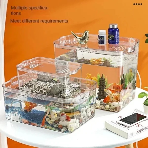 Transparent Acrylic Ornamental Fish Tank Betta Ecological Breeding Box Living Room Desktop Landscaping Turtle Ecological Tank - Image 2