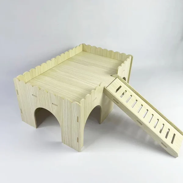 Guinea Pig Castle Hideout Large Ventilated Guinea Pig Hut Habitat Bed With Stairs And Doors For Hamsters Gerbil Rat Chinchillas - Image 6