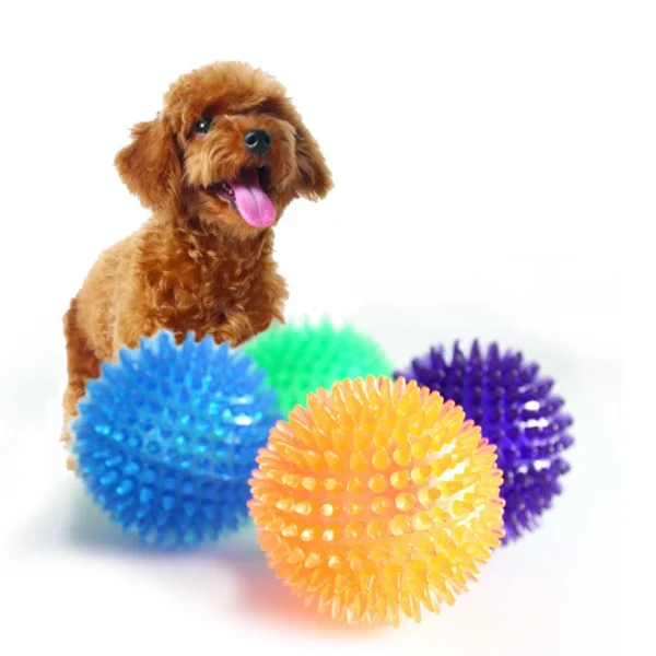 Pet Dog Toys Cat Puppy Sounding Toy Polka Squeaky Tooth Cleaning Ball TPR Training Pet Teeth Chewing Toy Thorn Balls Accessories - Image 3