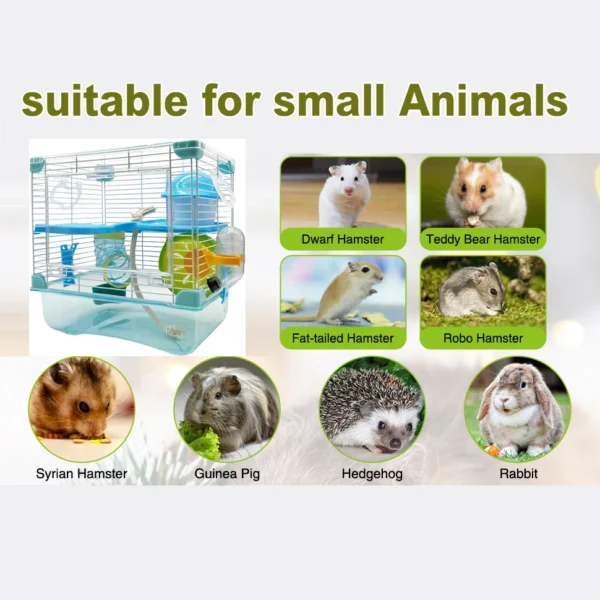 2 Layers Hamster Cage with Tubes Mouse Cage with Accessories Water Bottle Food Dish Transparent Hamster Habitat with Exercise Wh - Image 6