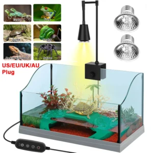 UVA/UVB Reptile Heat Lamp Bulb with Clip Dimmable Timer Habitat Basking Spot Lamp 25W/50W 2 Bulbs Turtle Lizard Heating Lamp