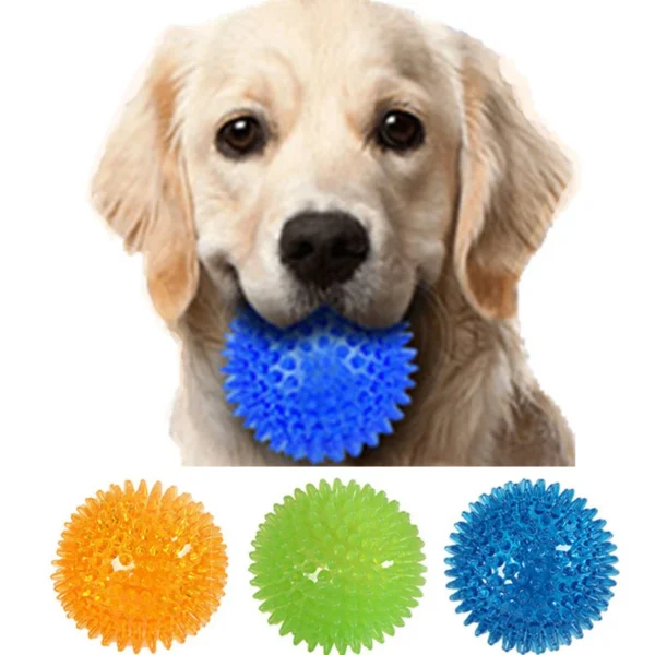 Pet Dog Toys Cat Puppy Sounding Toy Polka Squeaky Tooth Cleaning Ball TPR Training Pet Teeth Chewing Toy Thorn Balls Accessories - Image 2