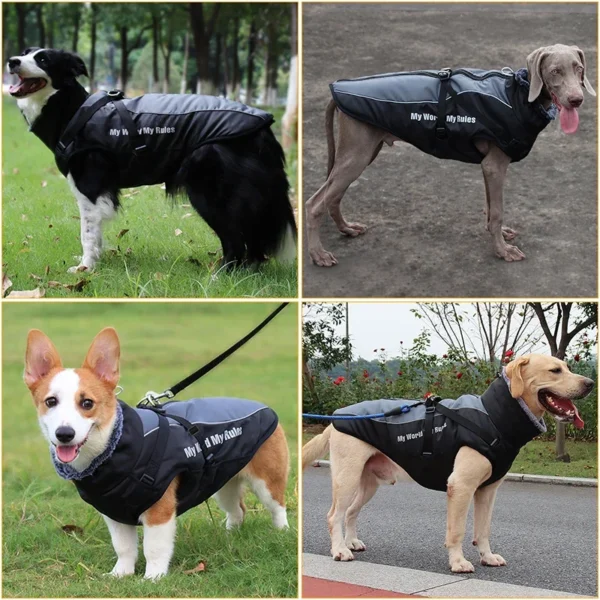 Waterproof Large Dog Clothes Winter Dog Coat With Harness Furry Collar Warm Pet Clothing Big Dog Jacket Labrador Bulldog Costume - Image 8