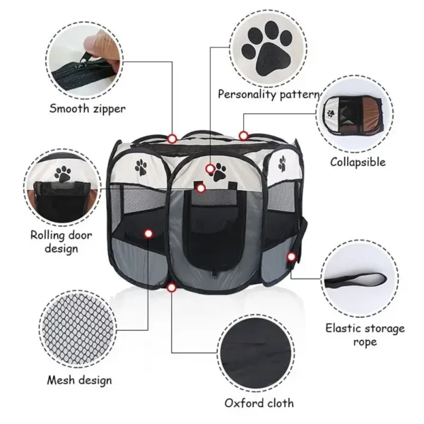 Portable Foldable Pet Tent Kennel Octagonal Fence Puppy Shelter Easy To Use Outdoor Easy Operation Large Dog Cages Cat Fences - Image 3