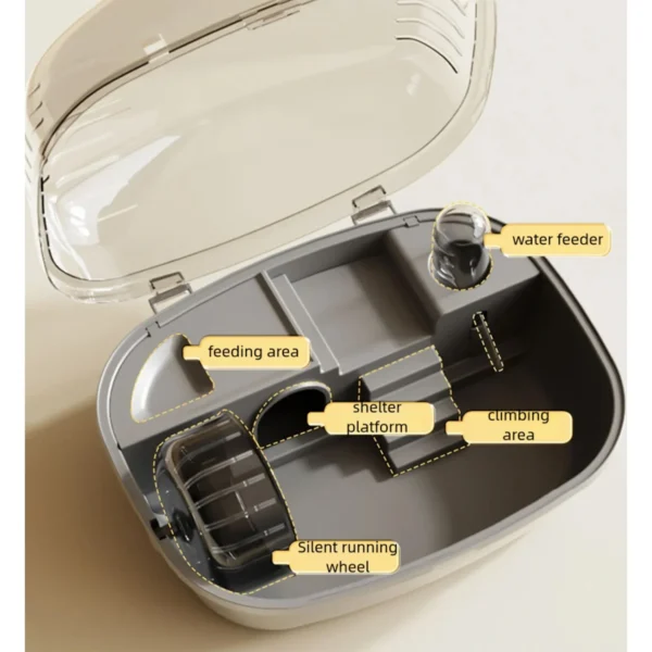 Hamster Cage Ventilation Openable Top Transparent Hamster Habitat House for Bunny Gerbils Hedgehog Mice Small Animals - Image 2