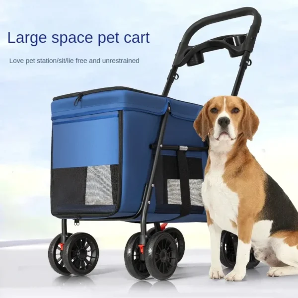 Medium To Large-sized Dog Pet Cart Dog Cat Teddy Baby Stroller for Outdoor Use Small Pet Cart Lightweight and Foldable - Image 4