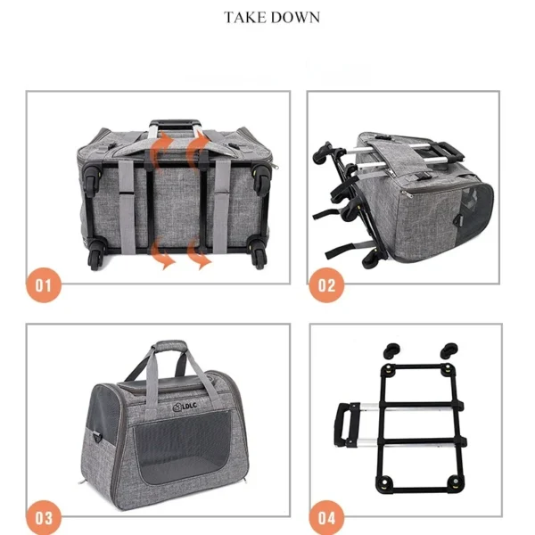 Breathable Portable Outing Puppy Carrier Pull Rod Box Pet Trolley Case Cat Travel Transport Bag Cat Cage Handbag Dog Backpack - Image 4