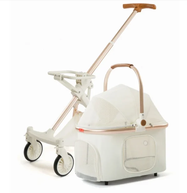 Foldable Pet Stroller 4 Wheels Lightweight Outdoor Travel Pet Trolley Bearing Weight 15 KG For Cats Small Dogs Pet Supplies - Image 2