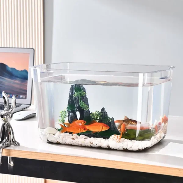 Transparent Explosion-proof Plastic Fish Tank Fall Prevention PET Desktop Goldfish Bowl Small Ecological Water Tank - Image 5