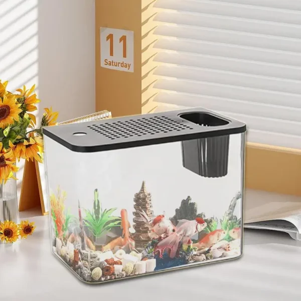 Transparent Turtle Tank Aquarium Fish Bowl Small Aquarium Fish Tank Kit Multifunctional Office Desktop Home Ornaments Decor 2024 - Image 3