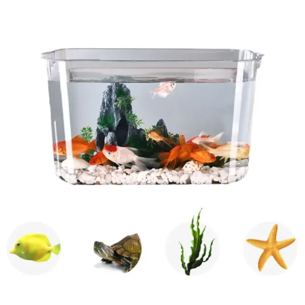 Transparent Explosion-proof Plastic Fish Tank Fall Prevention PET Desktop Goldfish Bowl Small Ecological Water Tank - Image 4