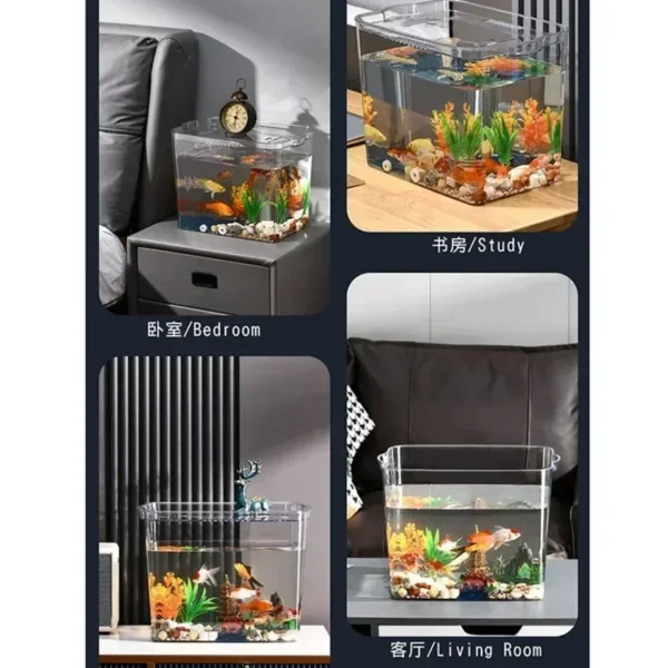 Transparent Acrylic Ornamental Fish Tank Betta Ecological Breeding Box Living Room Desktop Landscaping Turtle Ecological Tank - Image 5
