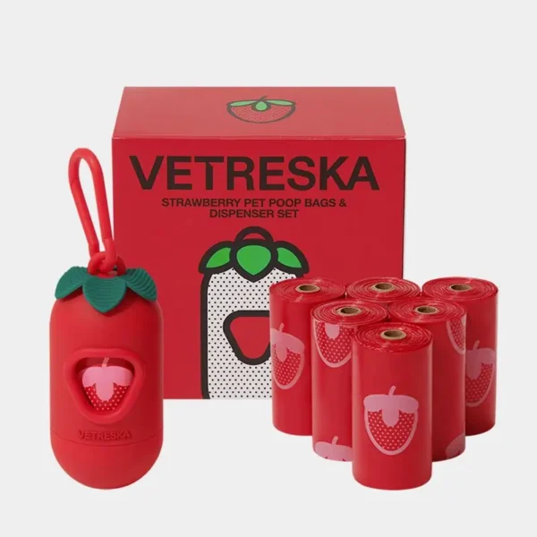 Dogs Garbage Bag Strawberry Aroma Portable Capsule Cat Litter Bags Pets Dogs Toilet Housebreaking Wastebasket Accessories Set - Image 5