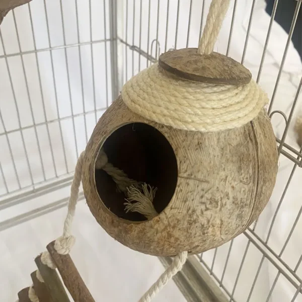 Parrot Natural Coconut Shell Bird Nest Hideout House Playpen Bird Supplies For Hamster Guinea Pigs Birds Houses Habitats - Image 5