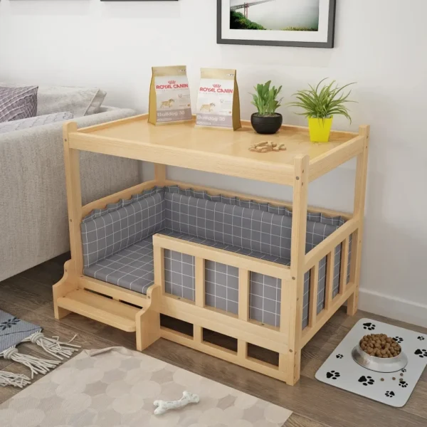Solid Wood Dog Cat Kennel Smooth Polished Teddy Dogs Kennel Luxury Durable Eco-Friendly Large Wooden Pet House Wooden Puppy Bed - Image 2