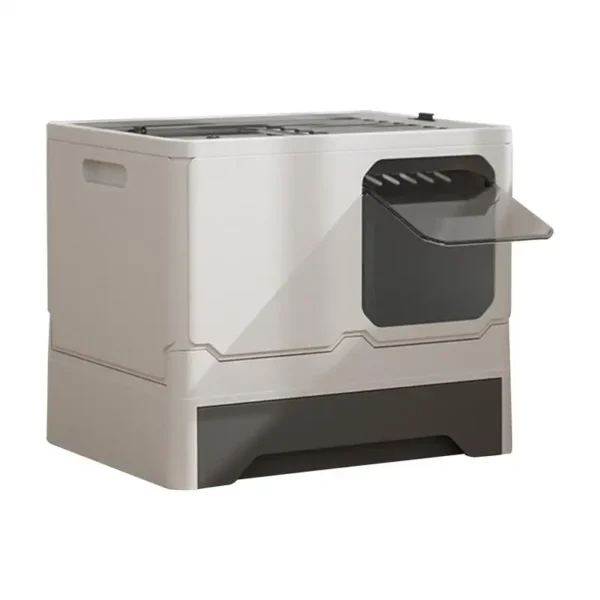 Cat Litter Box Double Door Enclosed Kitty Toilet Cat Litter Box Litter Tray Drawer Litter Pan with Drawer Pan and Scoop - Image 2