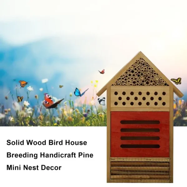 Wooden Bee House Wooden Garden Bugs Hotel Handmade Habitat Bugs Hotel Shelter Hanging Insect Hotel for Bee Butterfly Ladybirds - Image 4